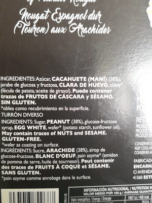 Tarta turron de cacahuète - Ingredients - fr