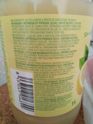Zumo de limon - Ingredientes