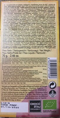 Chocolate con leche de naranja y cardamomo - Información nutricional