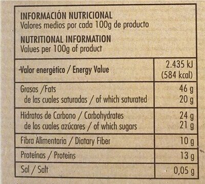 Chocolate puro 72% con almendra - Informació nutricional - es