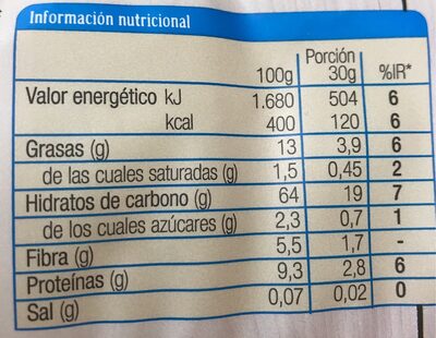 Crujiente muesli sin azúcares añadidos - Informació nutricional - es