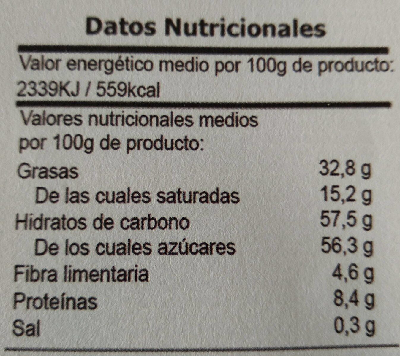 Chocolate negro con naranja - Informació nutricional - es