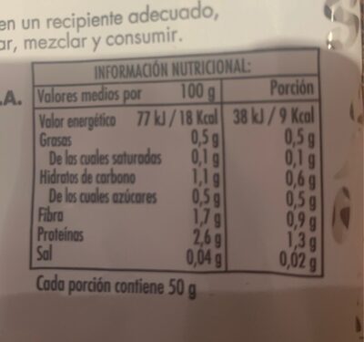 Rucula brotes tiernos - Nutrition facts - es