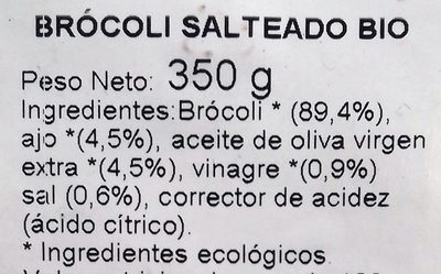 BROCOLI SALTEADO BÍO - Ingredients - es
