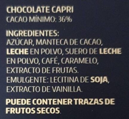 Chocolate Capri - Ingredients - es