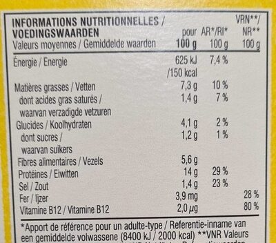 Chipolatas végétales - Información nutricional - fr