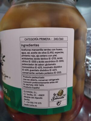 La aceituna sabrosita - Ingredients