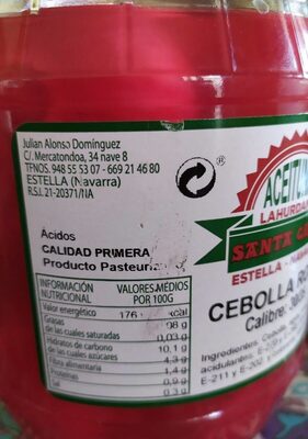 Cebolla roja - Informació nutricional - es
