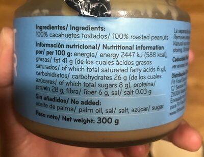 Peanut Butter - Nutrition facts - es