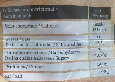 Chorizo extra curado - Informació nutricional - es