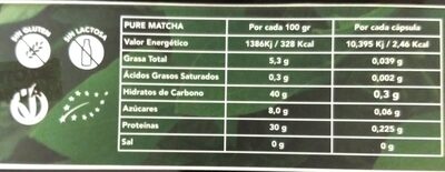 Pure matcha - Informació nutricional - es