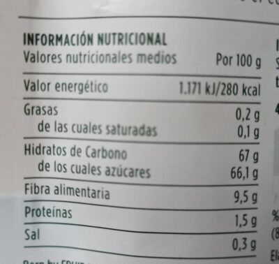 Manzana deshidratada - Nutrition facts - es