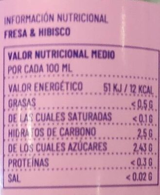 Fresa & Hibisco - Informació nutricional - es