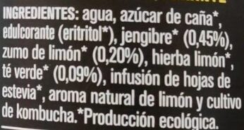 Kombucha Organic Jengibre & Limón - Ingredients - es