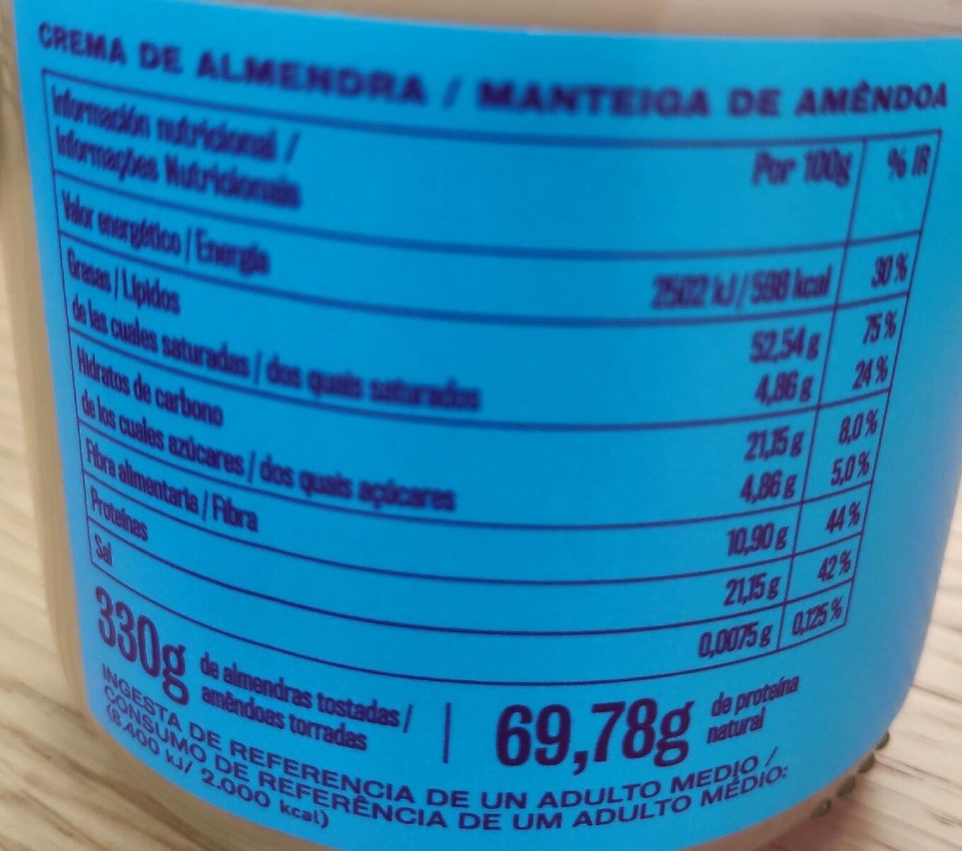 Almond butter - Informació nutricional - es