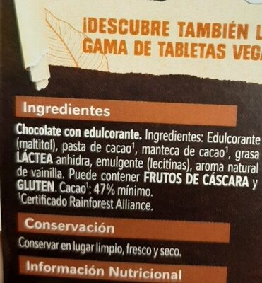Nestle Chocolate - Ingredients - es
