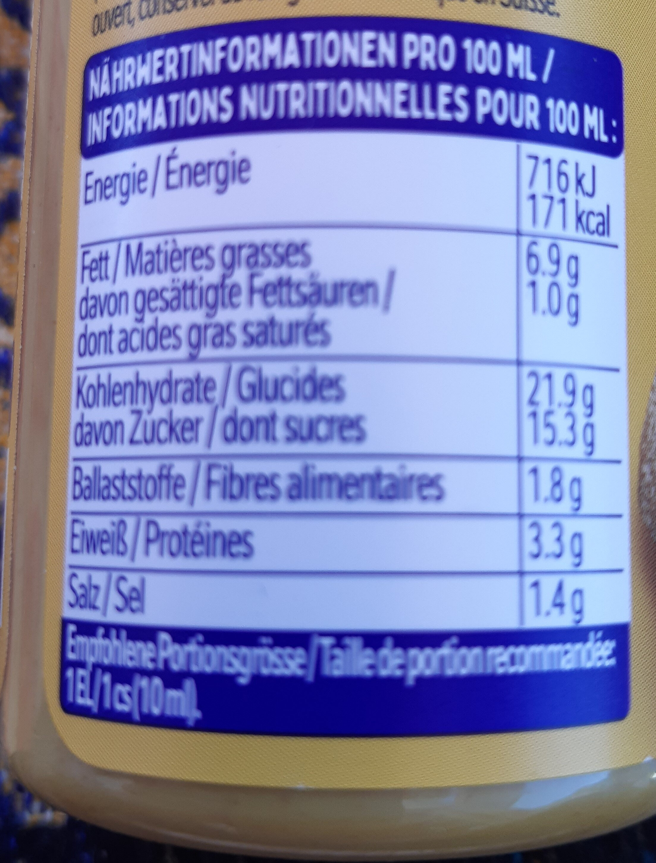 Honey Mustard - Nährwertangaben - fr