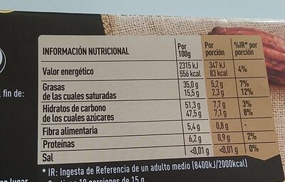 Netsle Chocolate negro con avellanas - Información nutricional