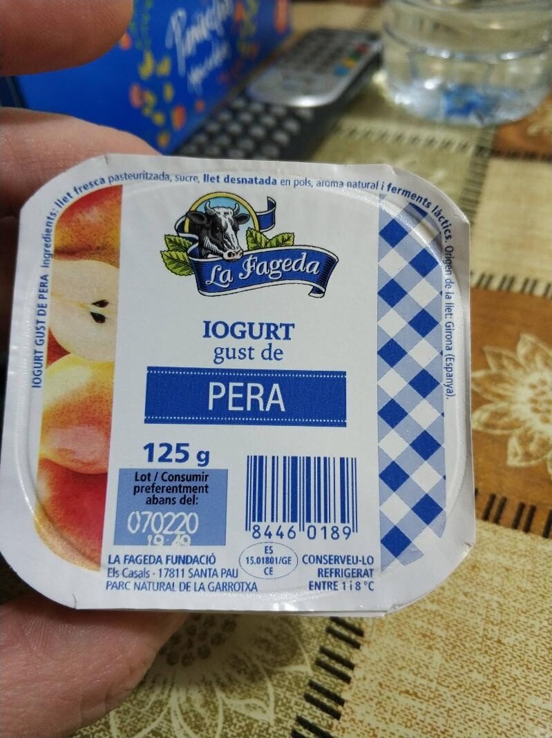 Iogurt de Pera - Osagaiak - es