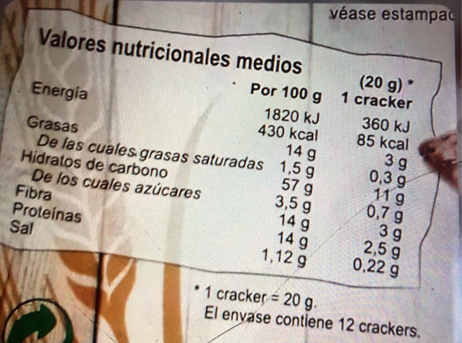 crackers de espelta - Nutrition facts - fr