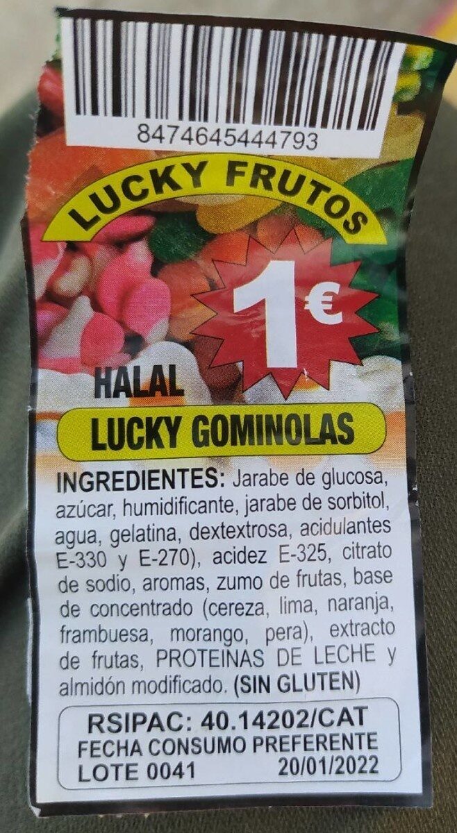 Lucky Frutos - Información nutricional