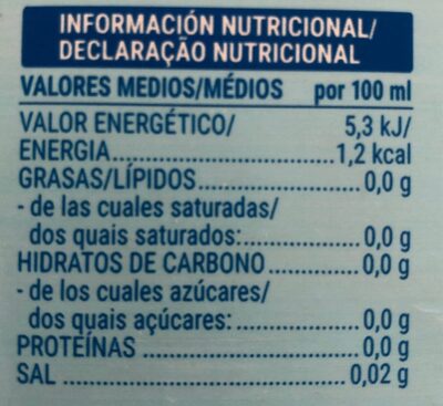Ice tea limon zero - Informació nutricional - es