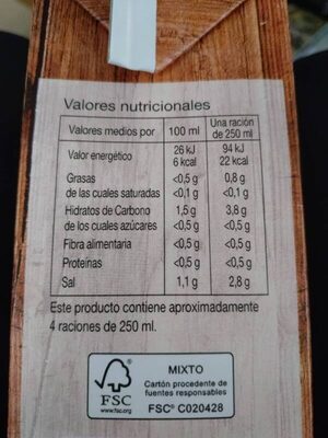Caldo de cocido - Nutrition facts - es