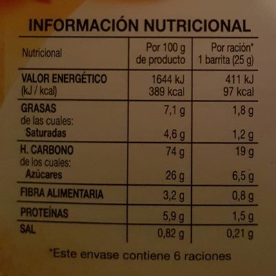 Barre muesli abricot & yaourt - Nutrition facts - es