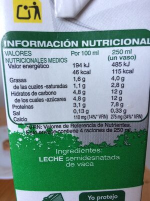 Leche semidesnatada - Recycling instructions and/or packaging information