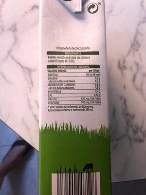 Leche de cabra semidesnatada - Nutrition facts - es