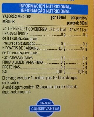 Ice Tea Limón - Informació nutricional - es
