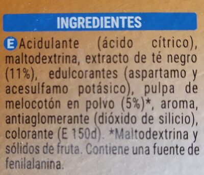 Ice Tea Melocotón - Ingredientes