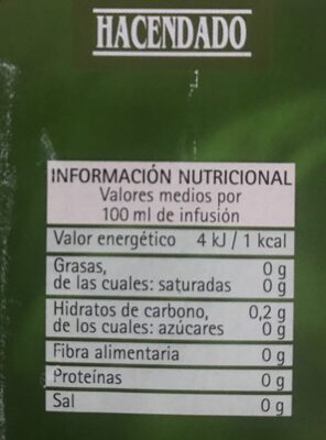 Té Verde - Informació nutricional - fr