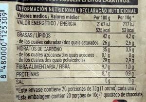 Choco fundir 0% azúcares añadidos 70% cacao - Informació nutricional - es