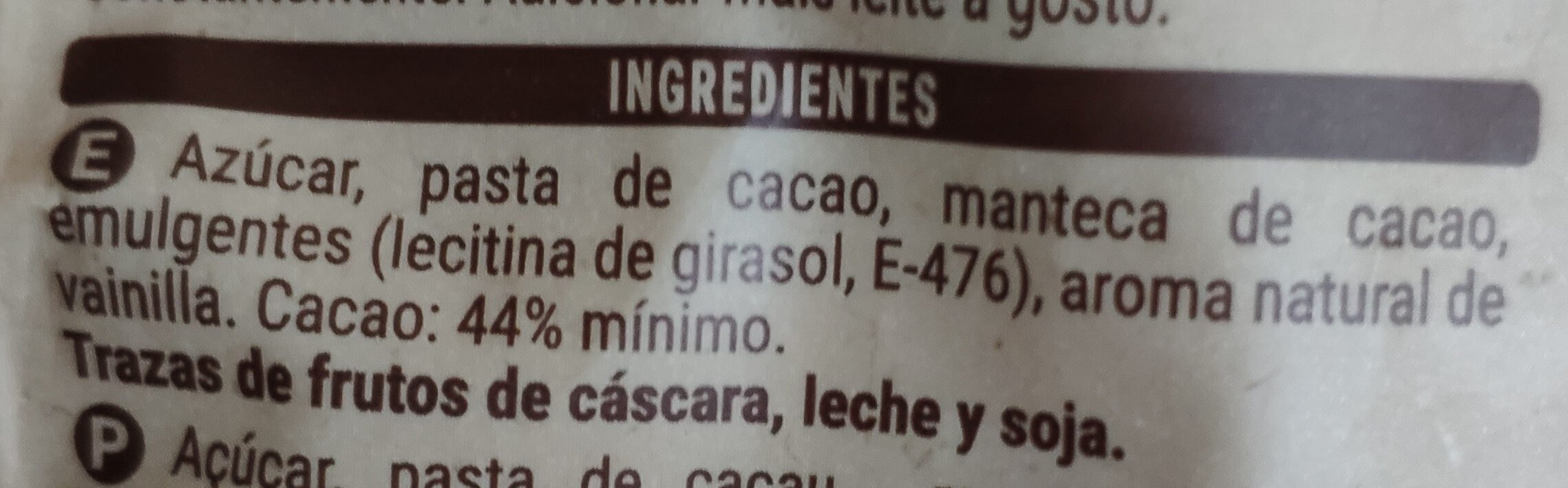Choco Gotas Negro - Ingredients - es