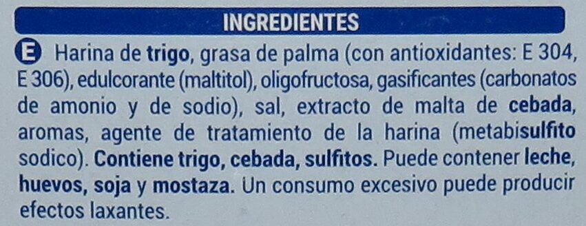 Maria Dorada 0% Azucares Añadidos - Ingrédients - es