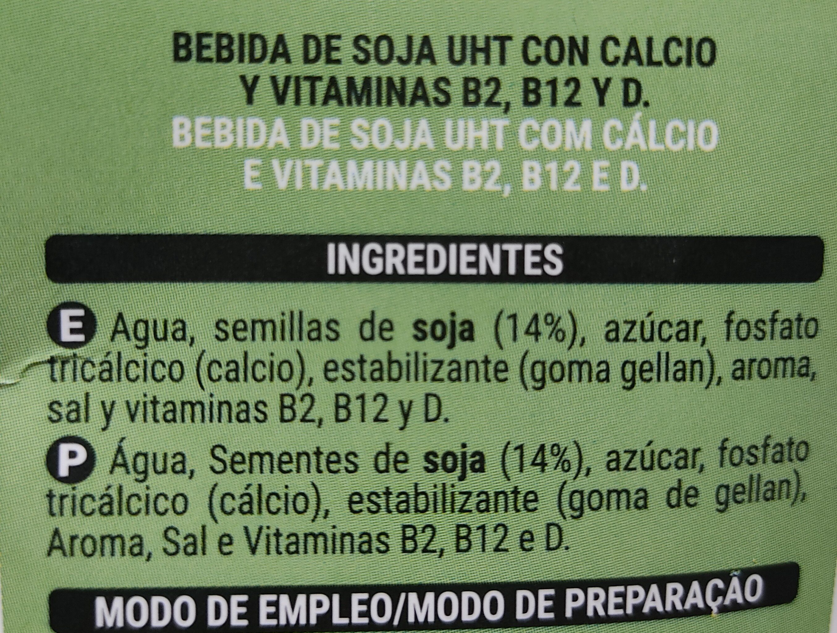 Bebida de Soja con Calcio - Ingredients - es
