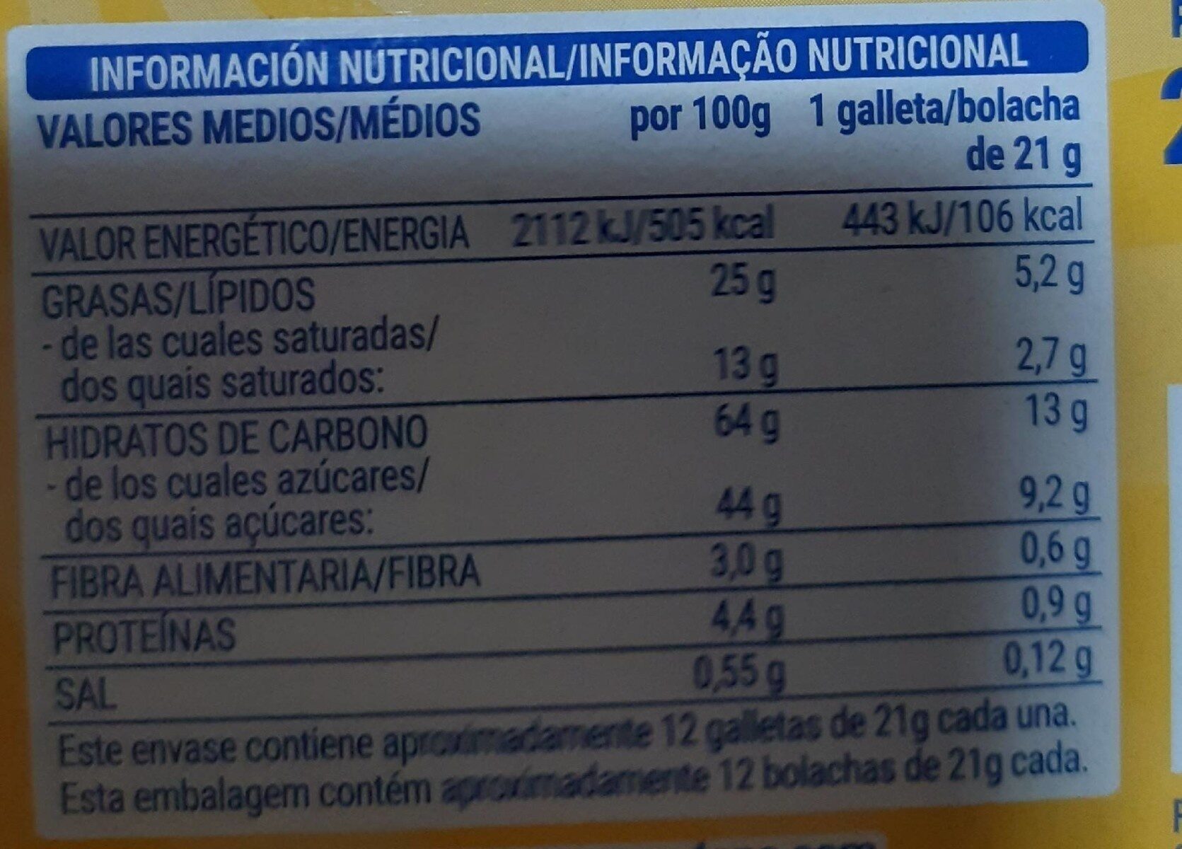 Caocream Chocolate Leche - Informació nutricional - es