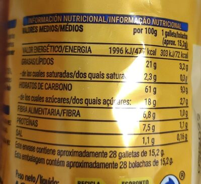 Galletas digestive avena - Información nutricional