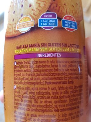Galleta María sin gluten sin lactosa - Ingredientes