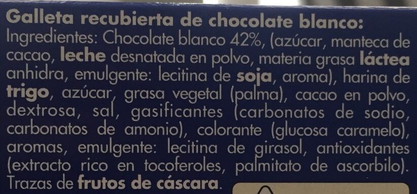 Bañados en chocolate blanco - Ingredients - es