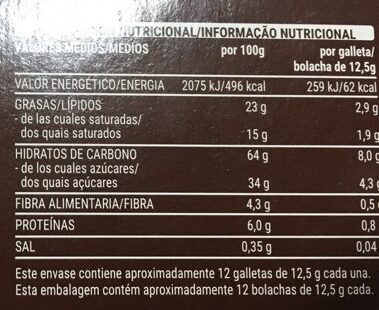 Choco Negro - Informació nutricional - es