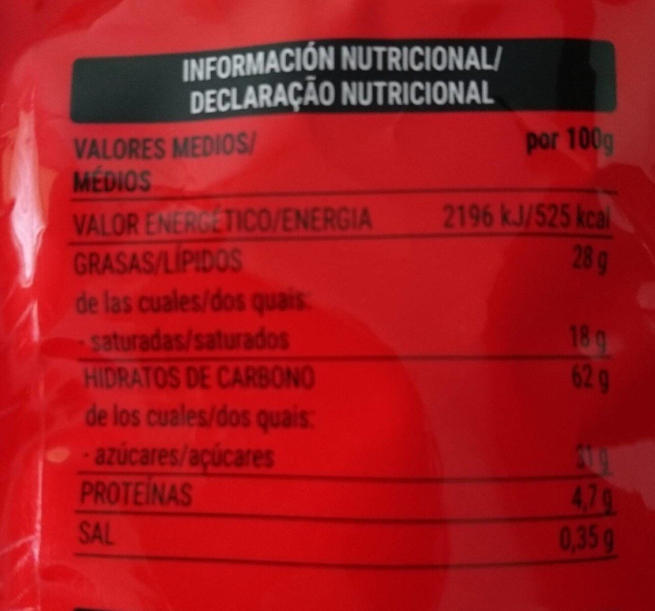 Surtido De Galletas Y Barquillos - Informació nutricional - es