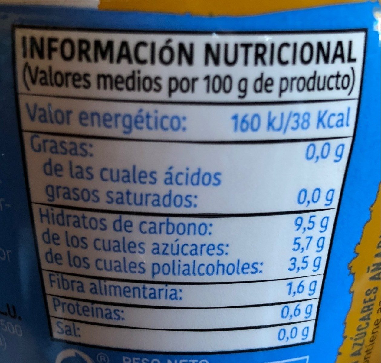 Mermelada De Melocotón 0% Azúcares Añadidos Extra - Tableau nutritionnel