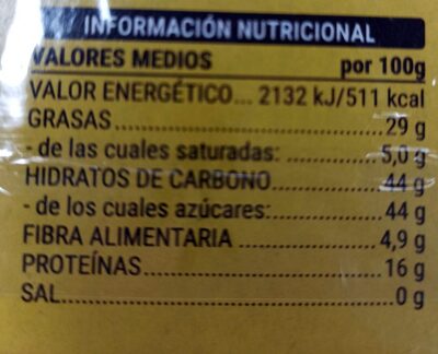 Turrón de cacahuete - Información nutricional