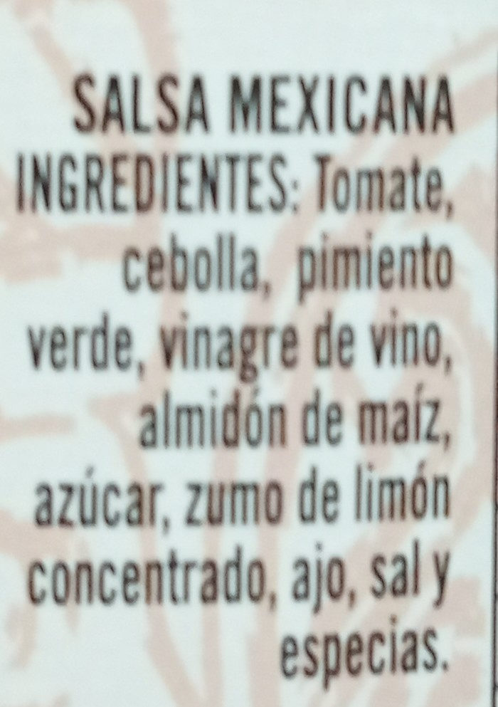 Salsa Mexicana - Ingredients - es