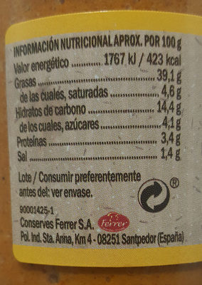 Salsa Romesco Hacendado - Nutrition facts - es