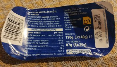 Anchoa en aceite de girasol - Recycling instructions and/or packaging information - es