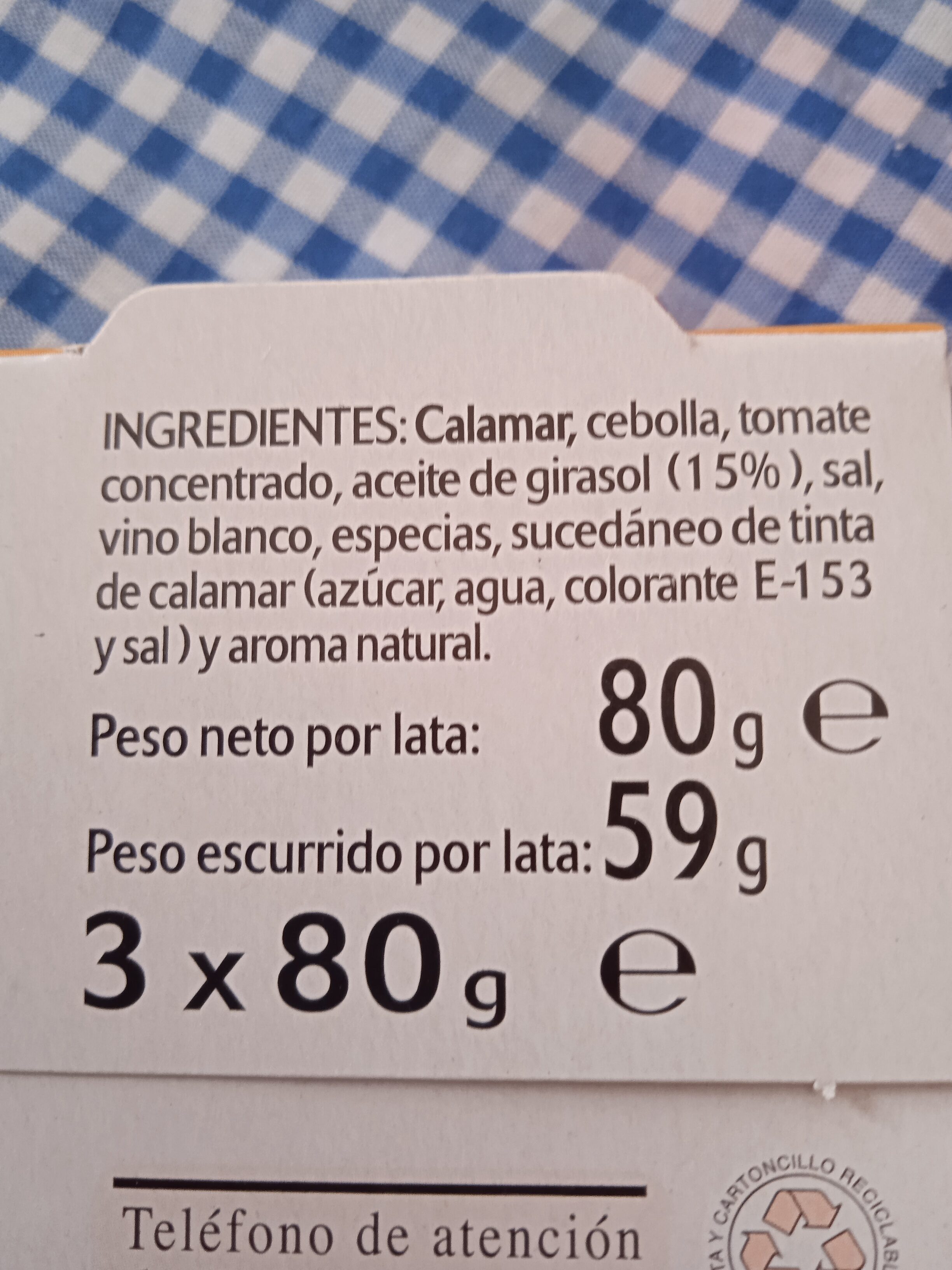 Calamar Trozos Salsa Americana - Ingredients - es