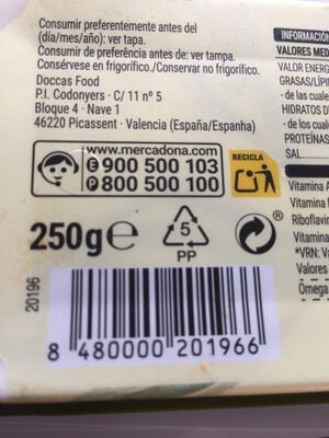 Margarina 100% vegetal - Instrucciones de reciclaje y/o información de embalaje